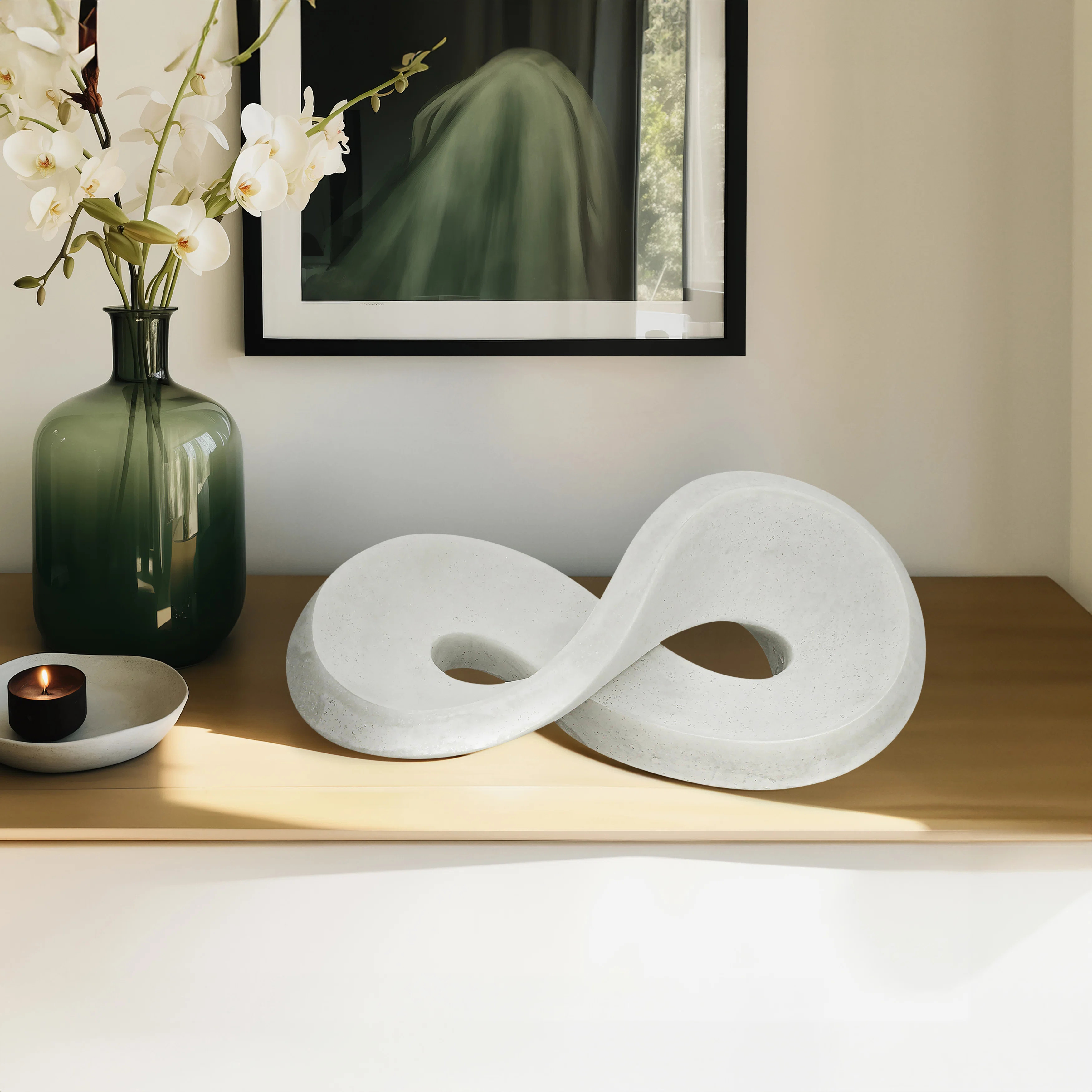 17-inch Infinity Decor Bowl in White Resin - Chic Modern Home Accent Piece, Decorative Objects | Wayfair North America