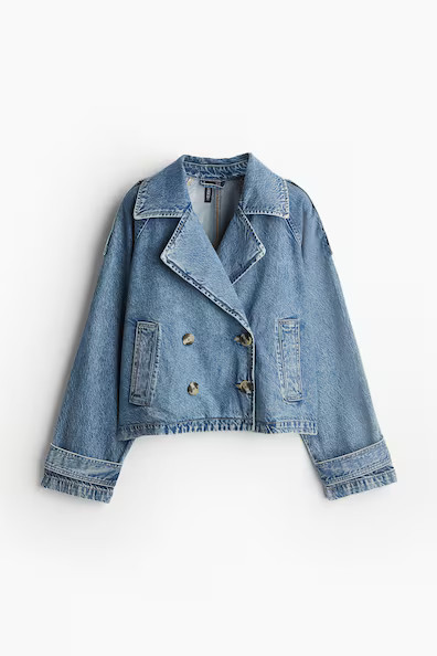 H & M - Short trench coat - Blue | H&M (UK, MY, IN, SG, PH, TW, HK)