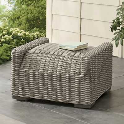 Montville Wicker Outdoor Ottoman | Grandin Road | Grandin Road