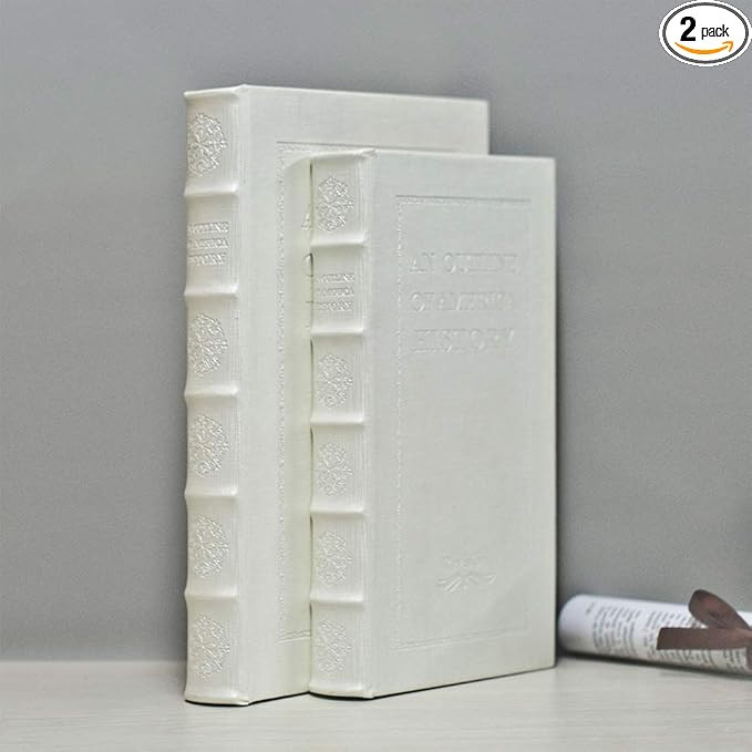 Decorative Books with White Faux Leather Book Boxes for Decoration Display Coffee Table and Shelf... | Amazon (US)