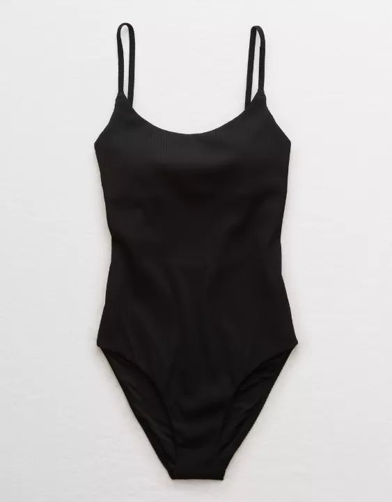 Aerie Ribbed Tie Back One Piece Swimsuit | American Eagle Outfitters (US & CA)