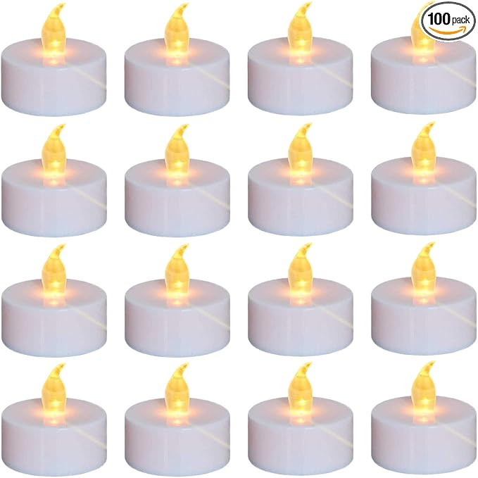Nancia 100PACK Flameless LED Tea Lights Candles, Realistic and Bright Flickering Long Lasting 200... | Amazon (US)