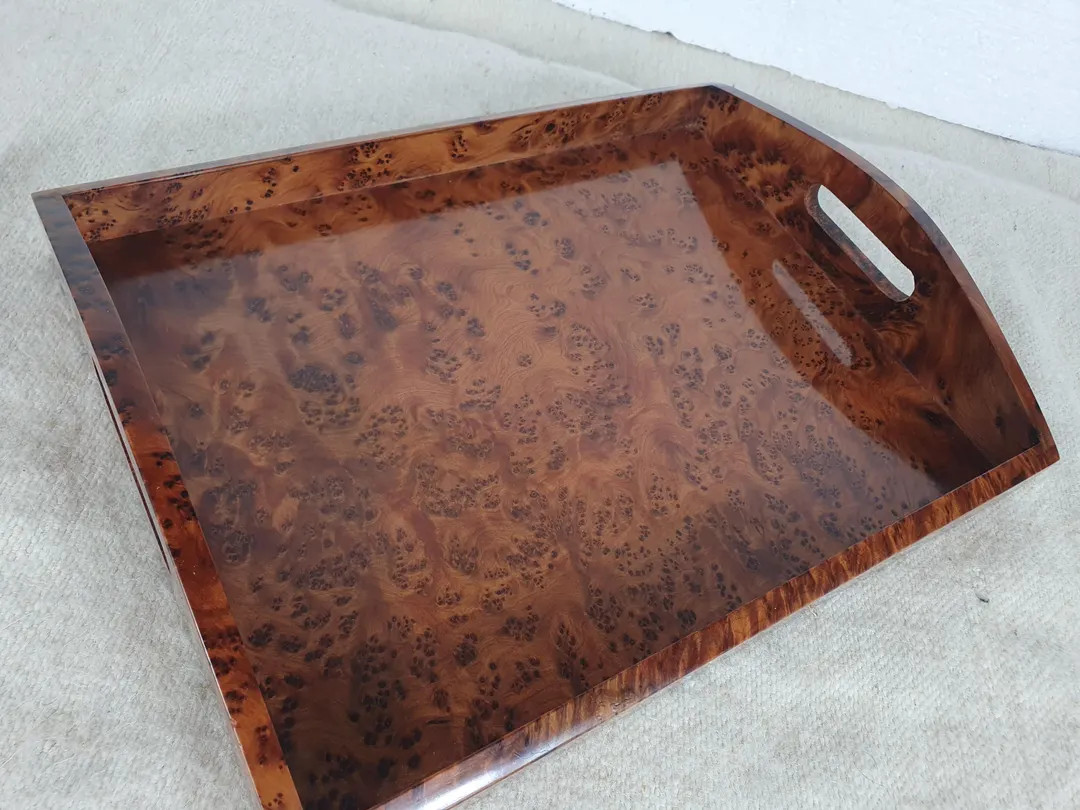 Large Wooden Serving Tray, Handmade Wooden Tray With Handles for Coffee Table, Decorative Rustic ... | Etsy (US)