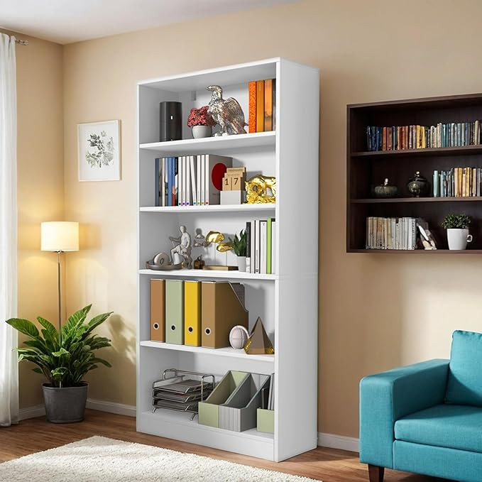 holzart 71" Tall Book Shelf, 5 Tier Large Bookshelf, Standing Wood Display Book Shelf for Living ... | Amazon (US)