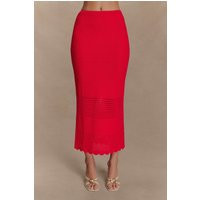 Madeline Scallop Knit Midi Skirt - Red I MESHKI I Size M | MESHKI US