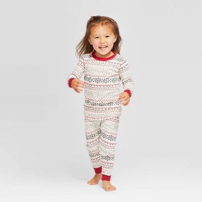 Burt's Bees Baby® Toddler Snowy Fair Isle Pajama Set - Red | Target
