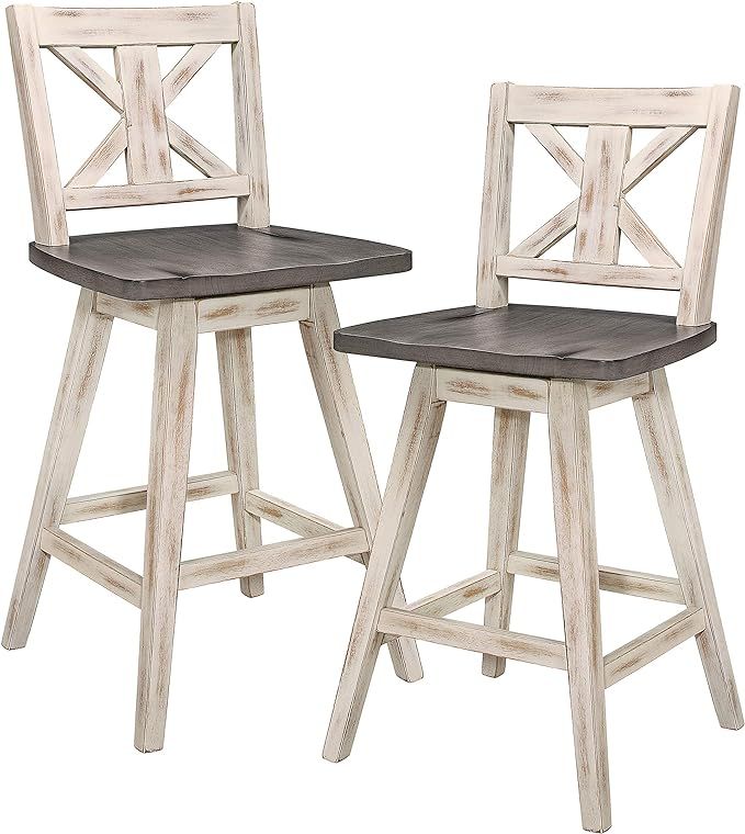 Homelegance Barstool (Set of 2) Amsonia Counter Height Swivel Stool (2 Pack), White | Amazon (US)