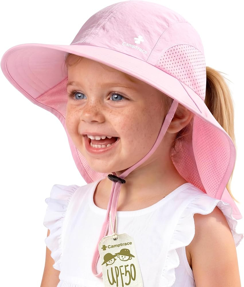 Camptrace Toddler Kids Sun Hats with Neck Flap UPF 50+ UV Protection Wide Rigid Brim Boys Girls B... | Amazon (US)