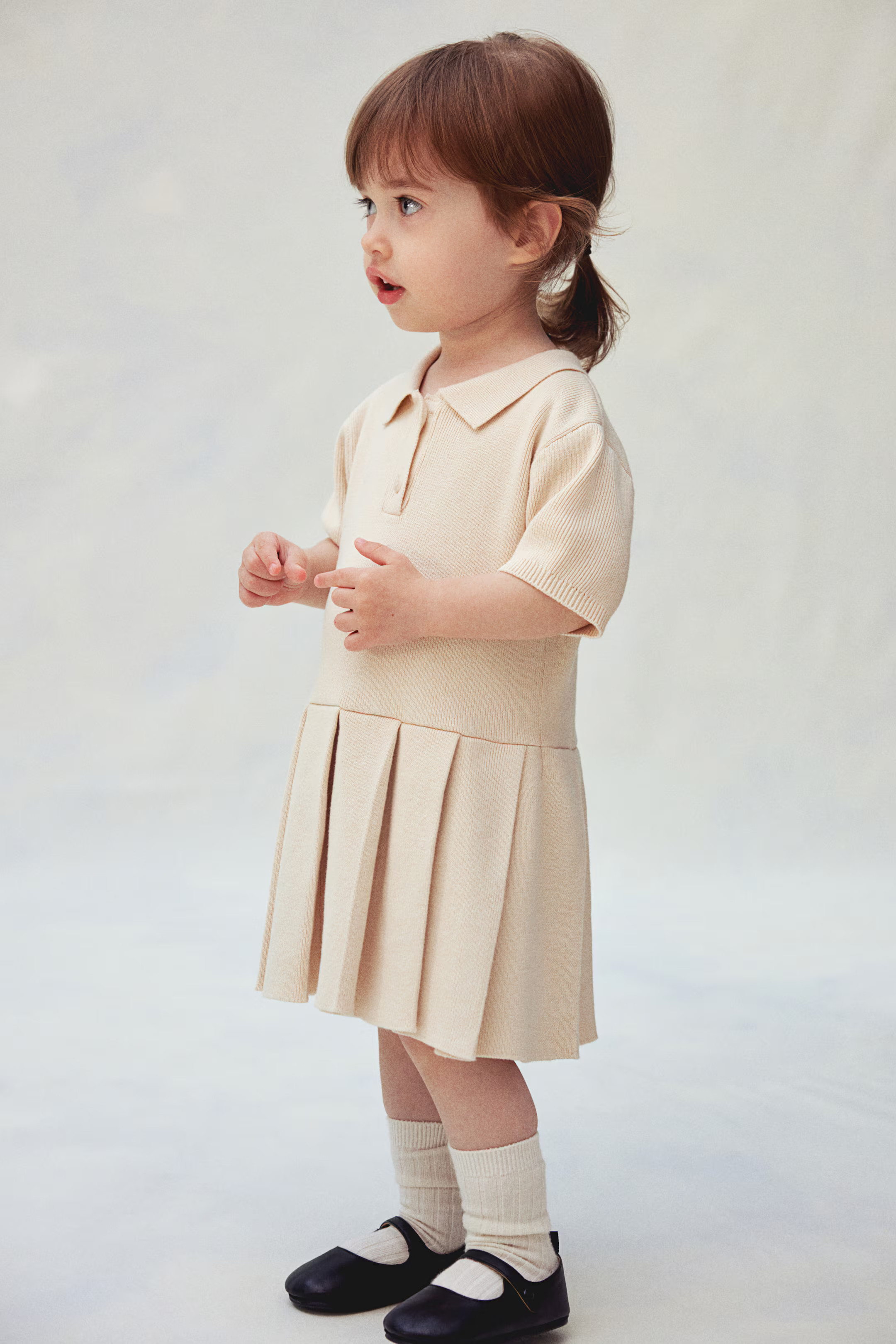 Fine-knit Cotton Dress - Short sleeve - Knee-length - Cream - Kids | H&M US | H&M (US + CA)