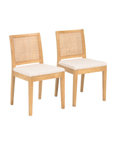 2pk 19x33 Orville Solid Elm Wood Rattan Upholstered Seat Dining Chairs | TJ Maxx