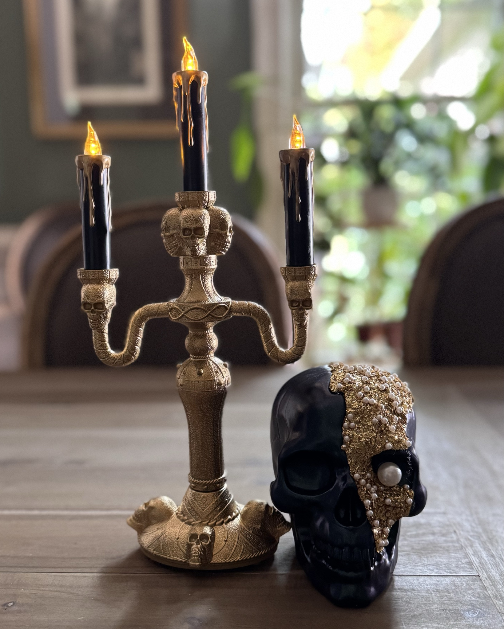 Spooky moody candelabras for Halloween decor? Yes please! These are only $10 from Walmart! They might not be in stores anymore, but you can still order them online. The skull is from Goodwill, but I think it was originally sold at Target.



#LTKSeasonal #LTKHome #LTKHalloween