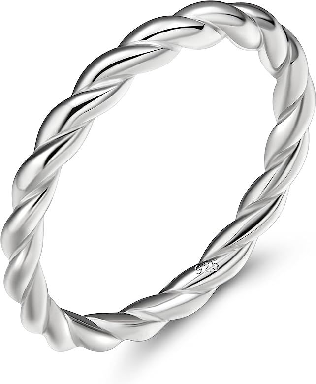 925 Sterling Silver Celtic Knot Ring Simple Criss Cross Infinity Wedding Band for Women Size 4-12 | Amazon (US)