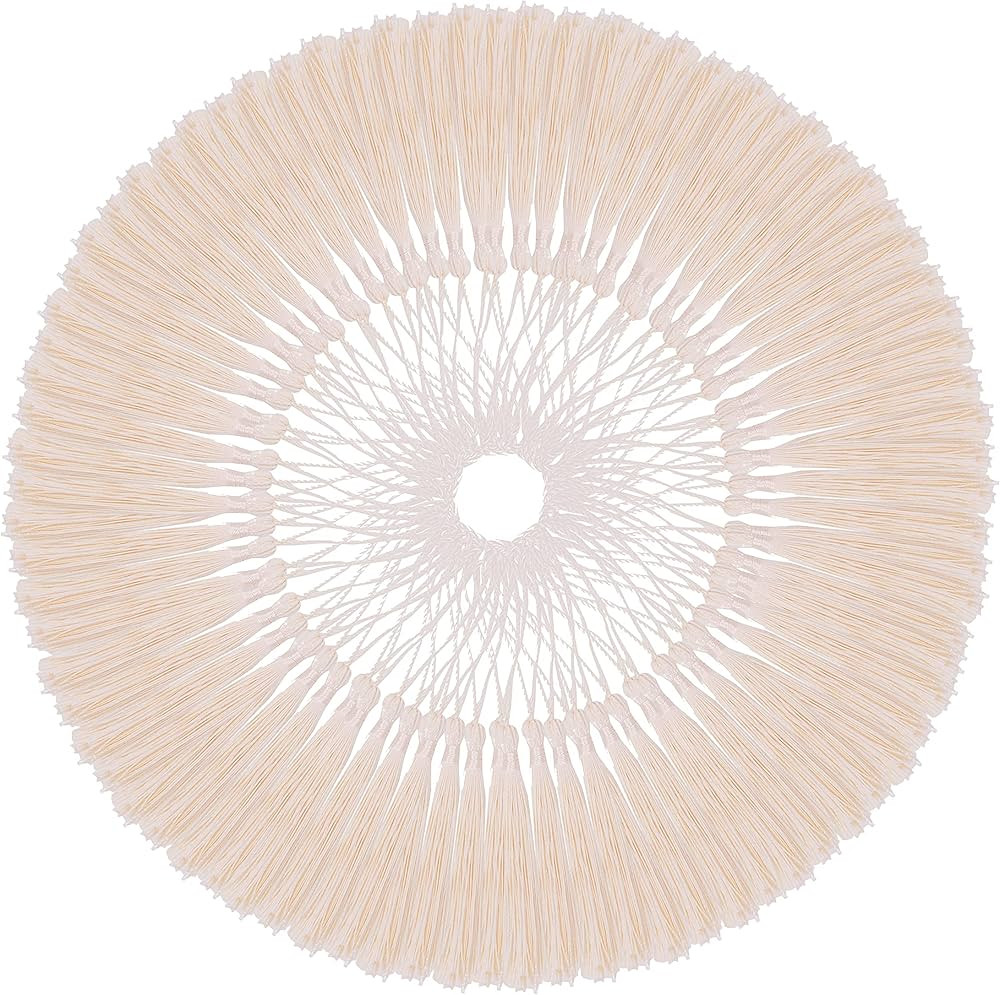 Mandala Crafts Small Cream Bookmark Tassels - 100 Bulk Silky Mini Craft Tassels with Loops for Bo... | Amazon (US)
