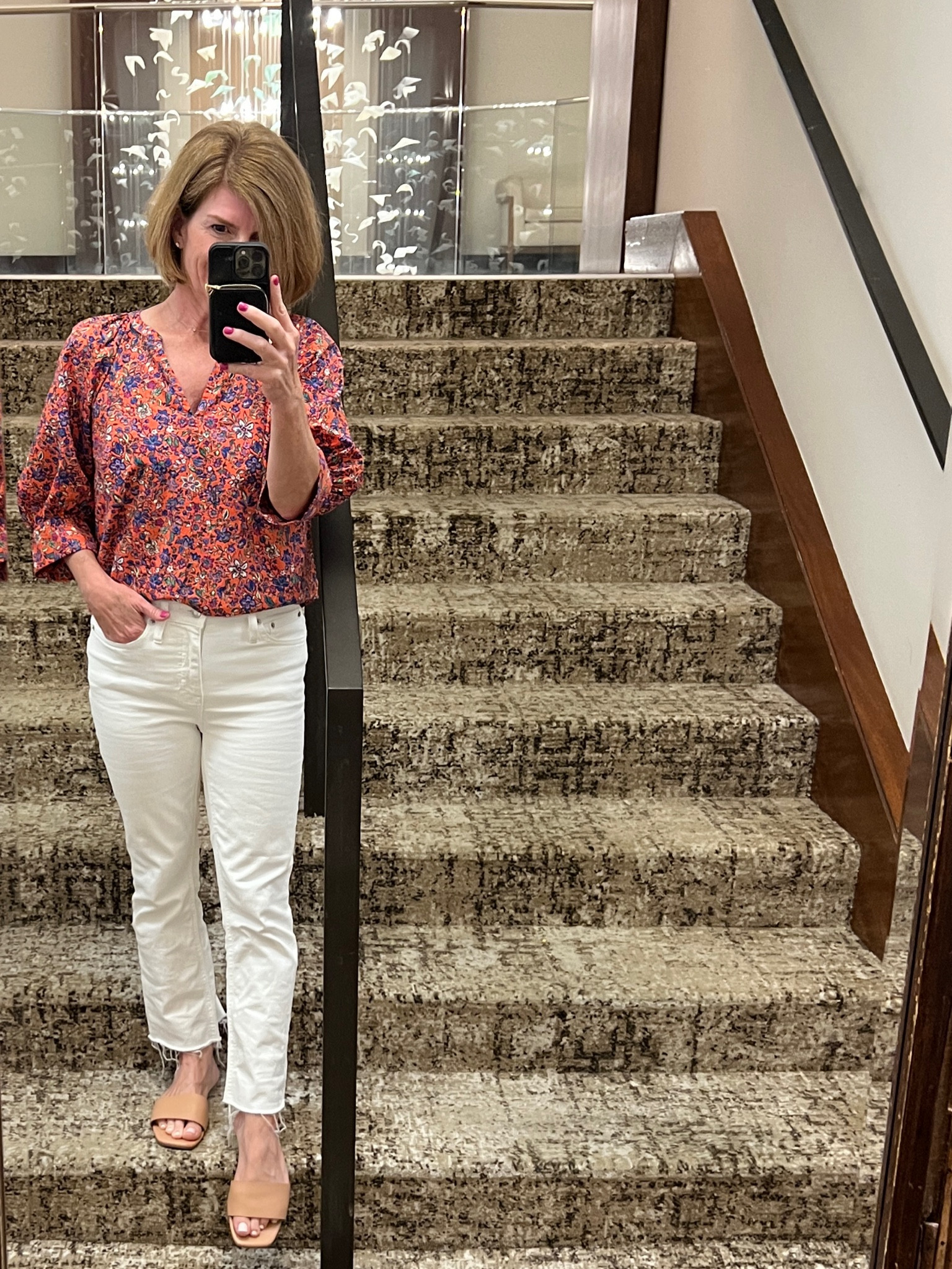 The blouse you didn’t know you needed!
-Fun, bright print.
-Cute style
-Loose fit that also looks good tucked
Wearing size xs

#LTKFind #LTKunder50 #LTKSeasonal