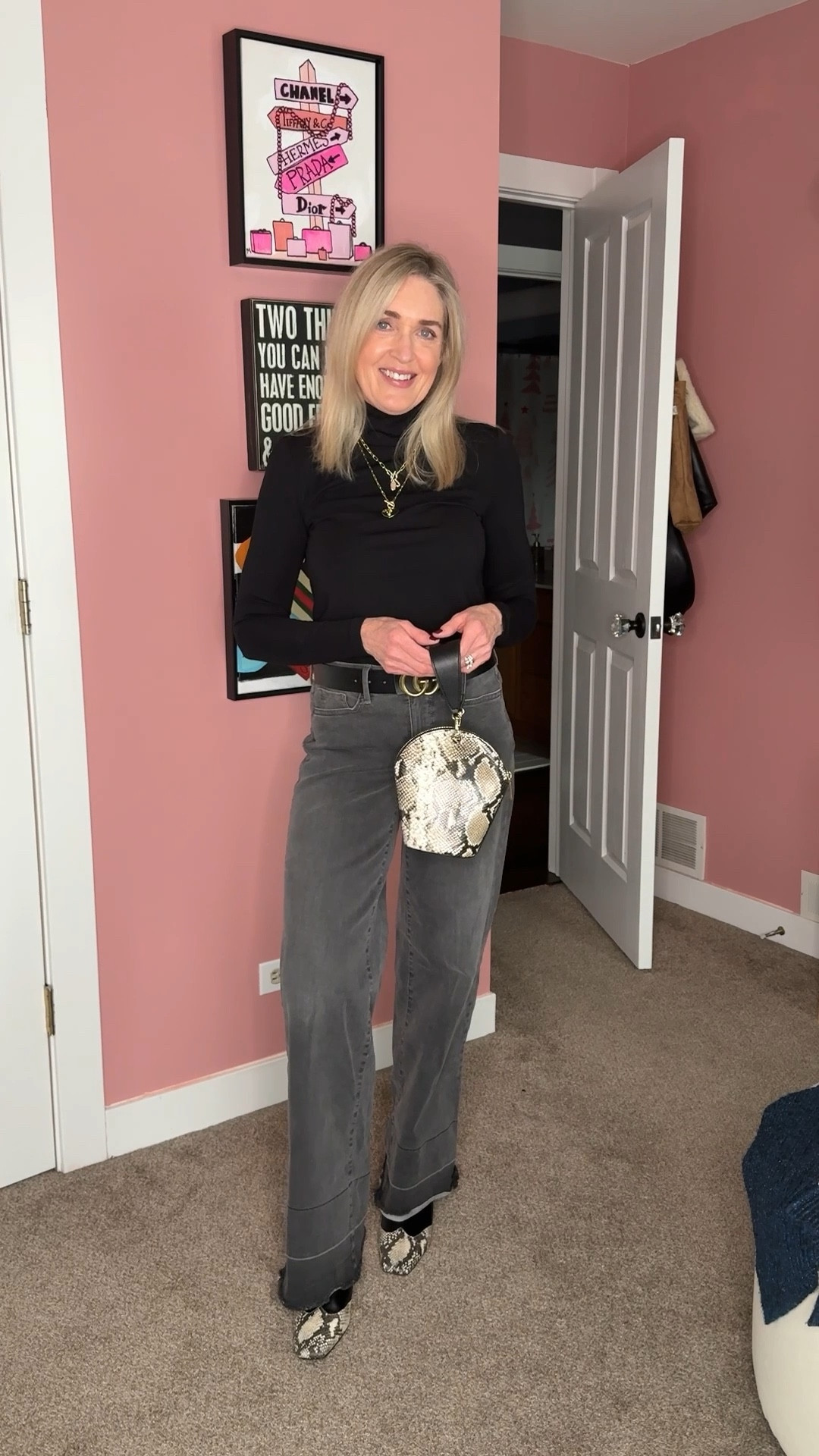 Winter outfits for women. Black turtleneck top, NYDJ Teresa Jeans size 00, Steve Madden snake toe booties run true to size. Ootd, grwm

#LTKSeasonal #LTKOver40 #LTKFindsUnder100