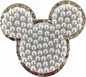 Ivory Pearl & White Letter Varsity Initial Patches, 3M Adhesive Sticker, 3.0" Height (Mickey) | Amazon (US)