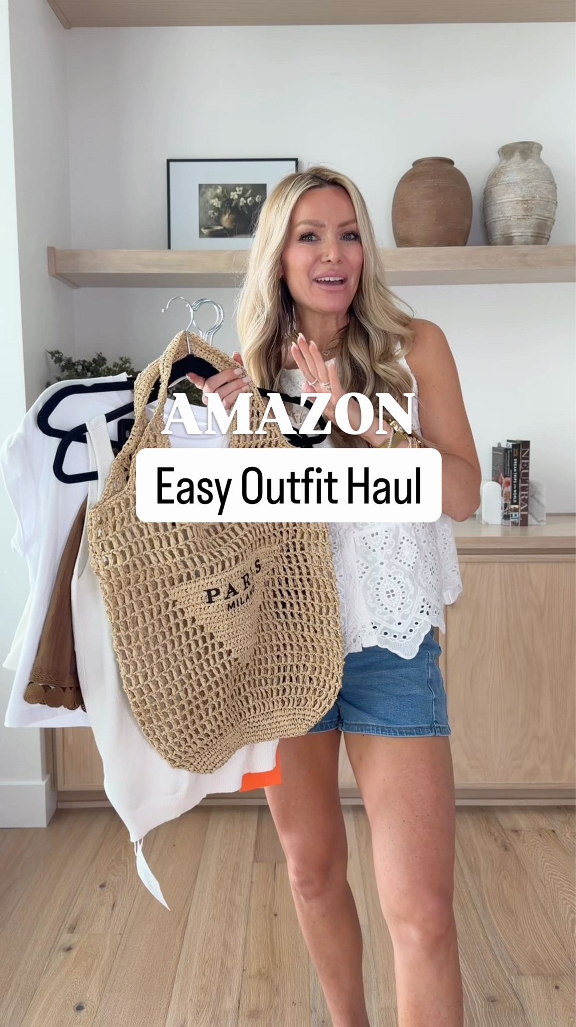 Amazon easy outfits I keep reaching for on repeat 🤍✨ comment AMAZON and I’ll send you the details 

If you’re anything like me (mom on the go who still wants to look put together), these are the effortless Amazon outfits that make getting dressed so easy—no overthinking required.

Eyelet tank + denim shorts, classic neutral combo
Simple white tank + black shorts, elevated basics that always work
Cropped tee + flowy brown shorts, comfy but still chic
Neutral tank + white shorts, clean and polished summer look

These are the pieces I grab when I need to be out the door in 5 minutes but still want that neutral chic, elevated everyday outfit vibe. Lightweight, breathable, and easy to mix and match for a true capsule summer wardrobe.

 easy, affordable outfits ❤️

#AmazonOutfits #AmazonFashionFinds #NeutralOutfits #ElevatedBasics #AffordableFashion