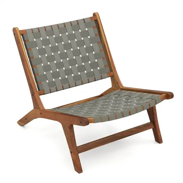 Coatway 1/2/4 PCS Patio Teak Wood Chair with Nylon Webbing Seat & Back - 1 PCS | Bed Bath & Beyond