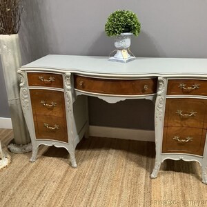 Vintage French Provincial Vanity or Desk Burled Wood Painted - Etsy | Etsy (US)