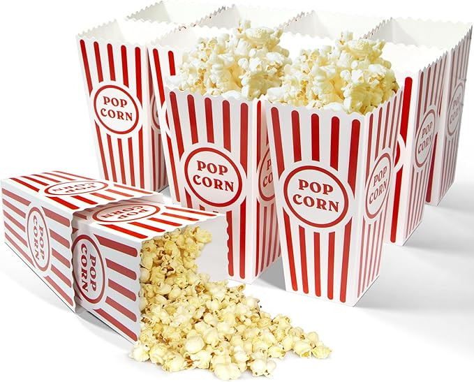 Novelty Place 12 Pcs Classic Popcorn Boxes, 46 oz Red & White Striped Cardboard Popcorn Container... | Amazon (US)