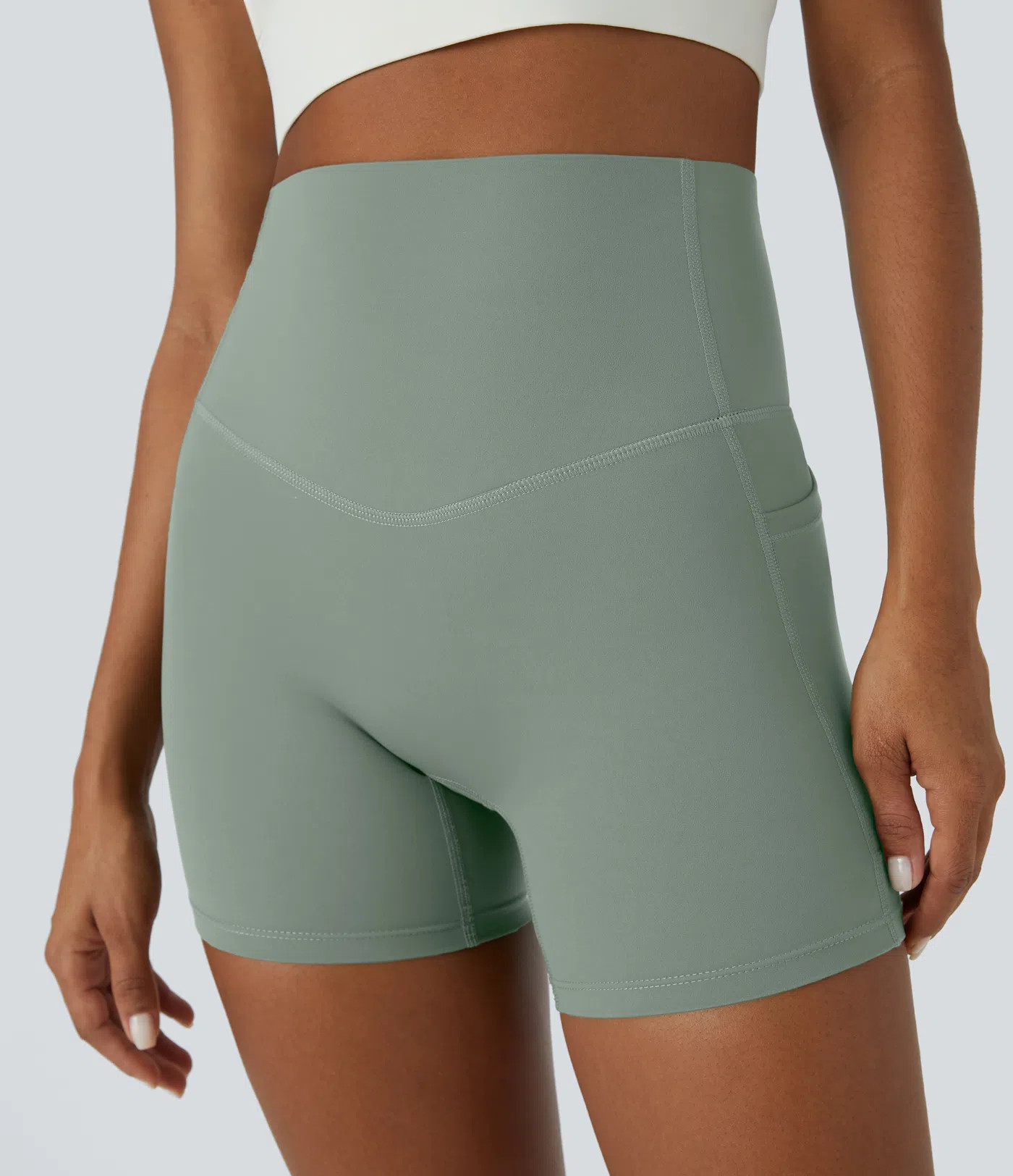 Women’s Halara UltraSculpt™ High Waisted Tummy Control Side Pocket Shaping Training Biker Sho... | HALARA
