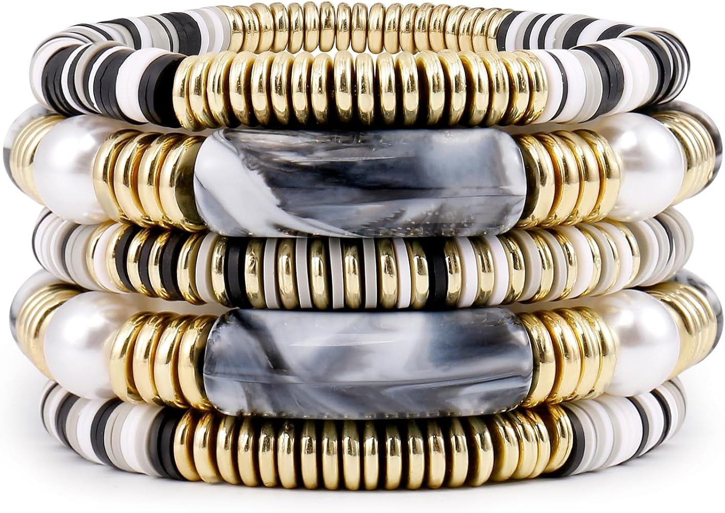 Bamboo Tube Bangles Bracelet Chunky Curved Stacking Clear Acrylic Colorful Beads Stretchable Frie... | Amazon (US)