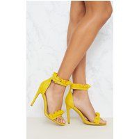 Bright Yellow Frill Strap Heels | PrettyLittleThing UK