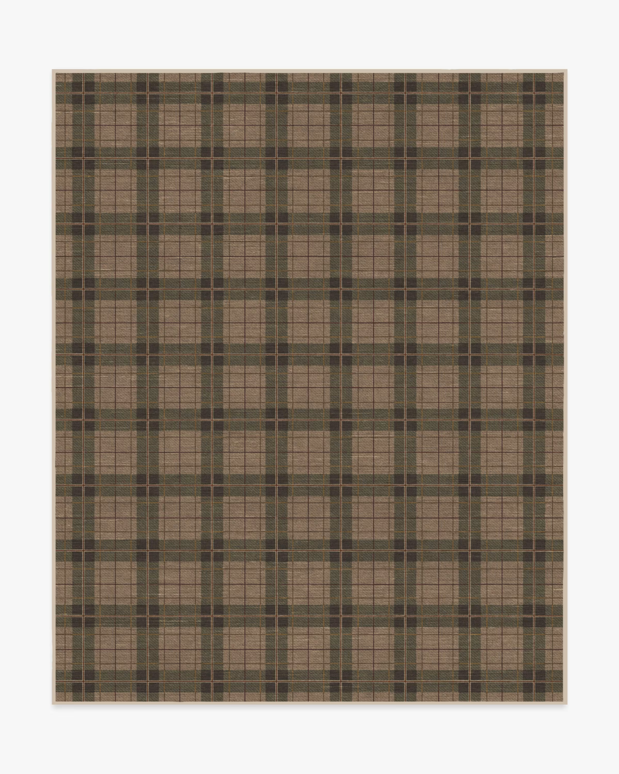Alfie Plaid Natural & Green Rug | Ruggable | Ruggable