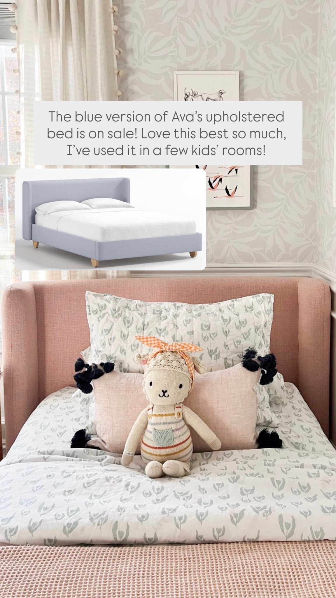 The blue version of Ava’s upholstered @Crate & Barrel bed is on sale! Love this best so much, I’ve used it in a few kids’ rooms!

#LTKHome #LTKSaleAlert #LTKKids