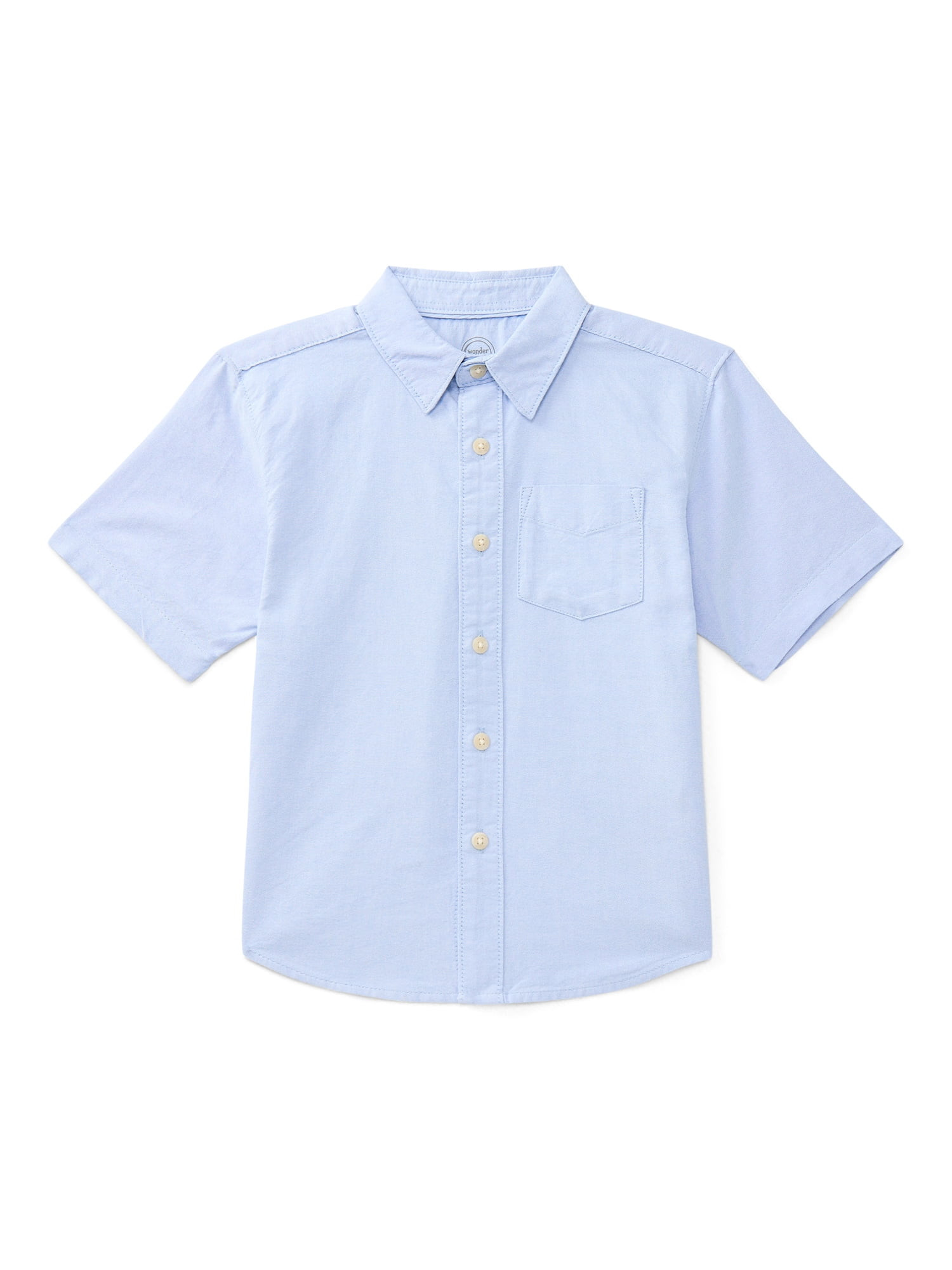 Wonder Nation Boys Cotton Button Down Shirt with Short Sleeves, Sizes 4/5-18 & Husky | Walmart (US)