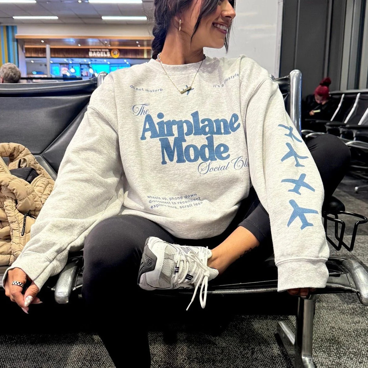 'Airplane Mode Social Club' Crewneck Sweatshirt | United Monograms