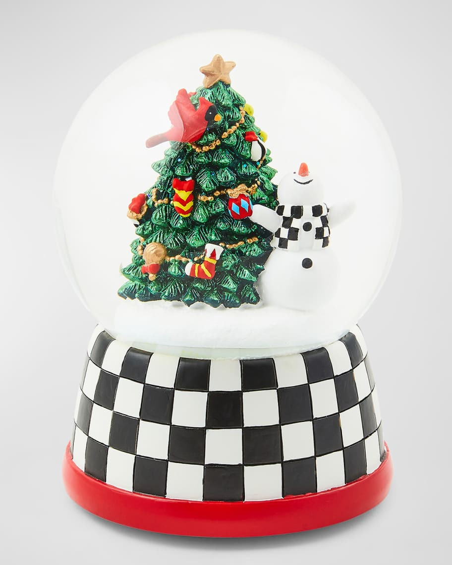 MacKenzie-Childs Cozy Christmas Snowman Tree Snow Globe | Neiman Marcus