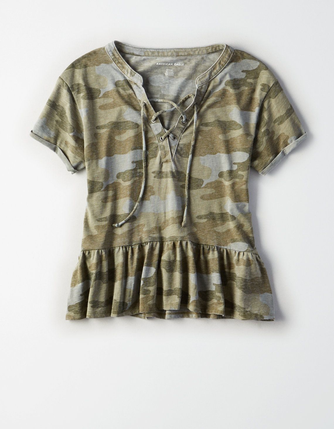 AE Lace-Up Peplum T-Shirt | American Eagle Outfitters (US & CA)