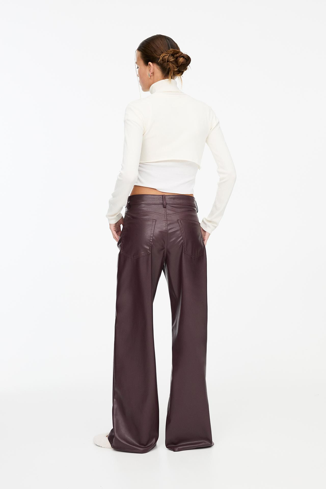 Wide-leg faux leather trousers | PULL and BEAR UK