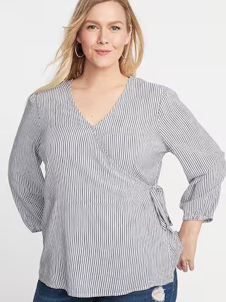Striped Wrap-Front Tie-Waist Plus-Size Top | Old Navy | Old Navy US