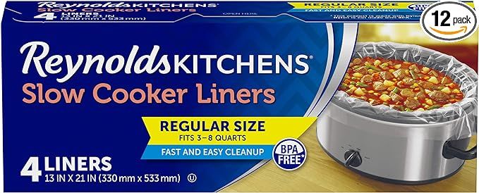 Reynolds Kitchens Slow Cooker Liners, Regular (Fits 3-8 Quarts), 4 Count (Pack of 12), 48 Total | Amazon (US)