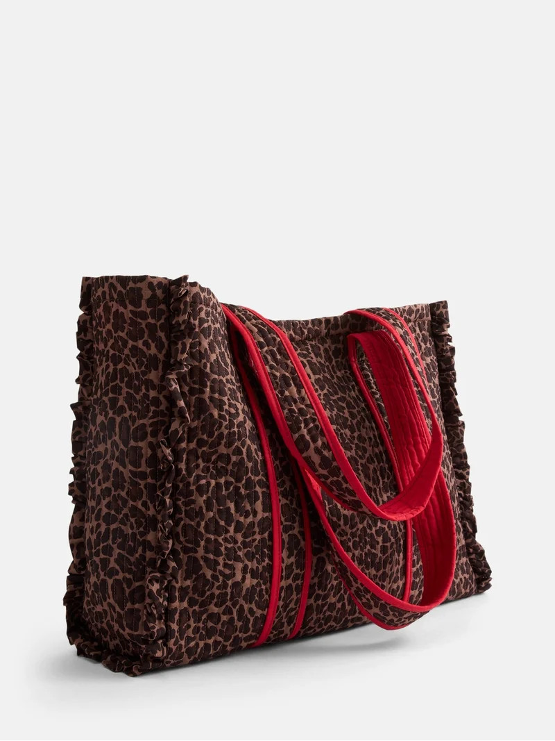 No Boundaries Quilted Tote Bag, Women's, Leopard | Walmart (US)