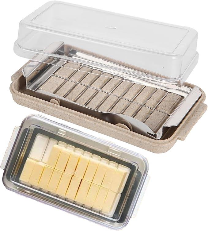 Butter Slicer Cutter Stainless Steel,Butter Pan Container with Lid Plastic Butter Container with ... | Amazon (US)