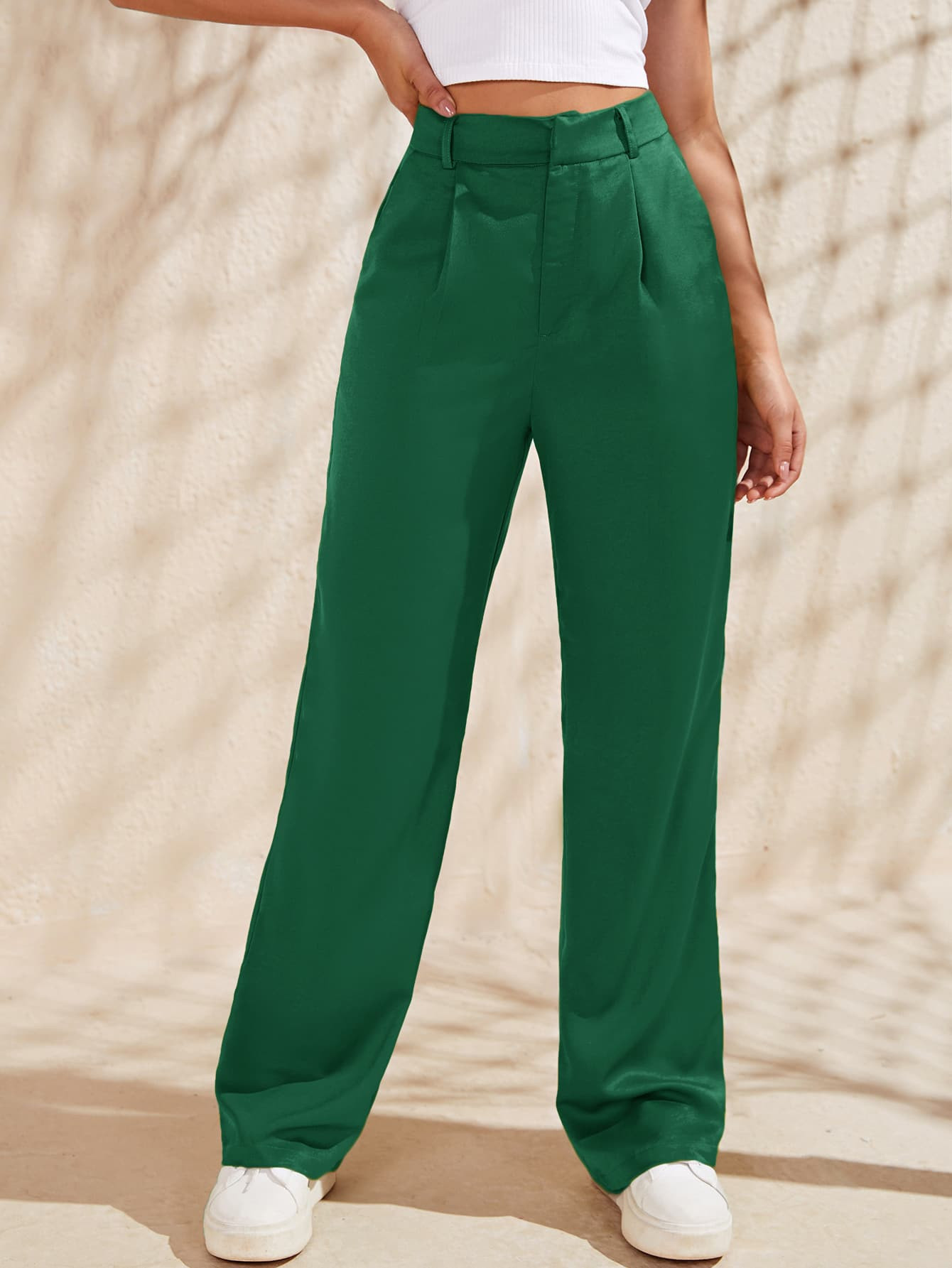 SHEIN High Waist Slant Pockets Satin Pants
   
      SKU: sw2106199481977225
          (1000+ Rev... | SHEIN