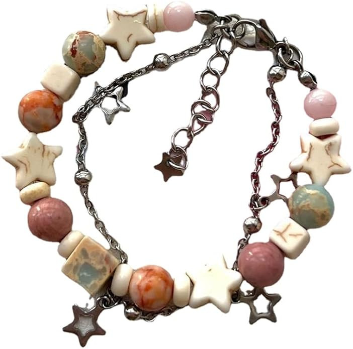 Y2k Star Beaded Bracelets Kawaii Double Layer Bracelet for Women Trendy Fairycore Jewelry Fairy G... | Amazon (US)