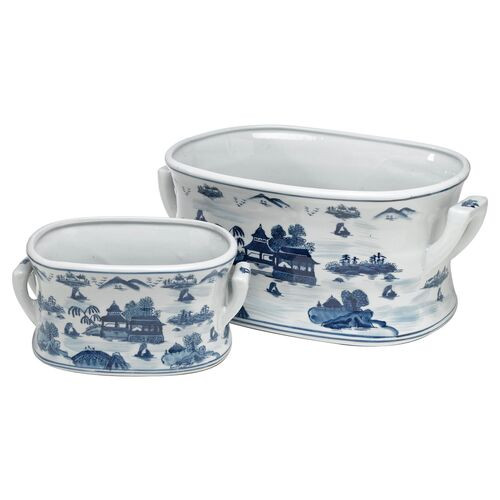Asst. of 2 Willow Bowls, Blue/White | One Kings Lane