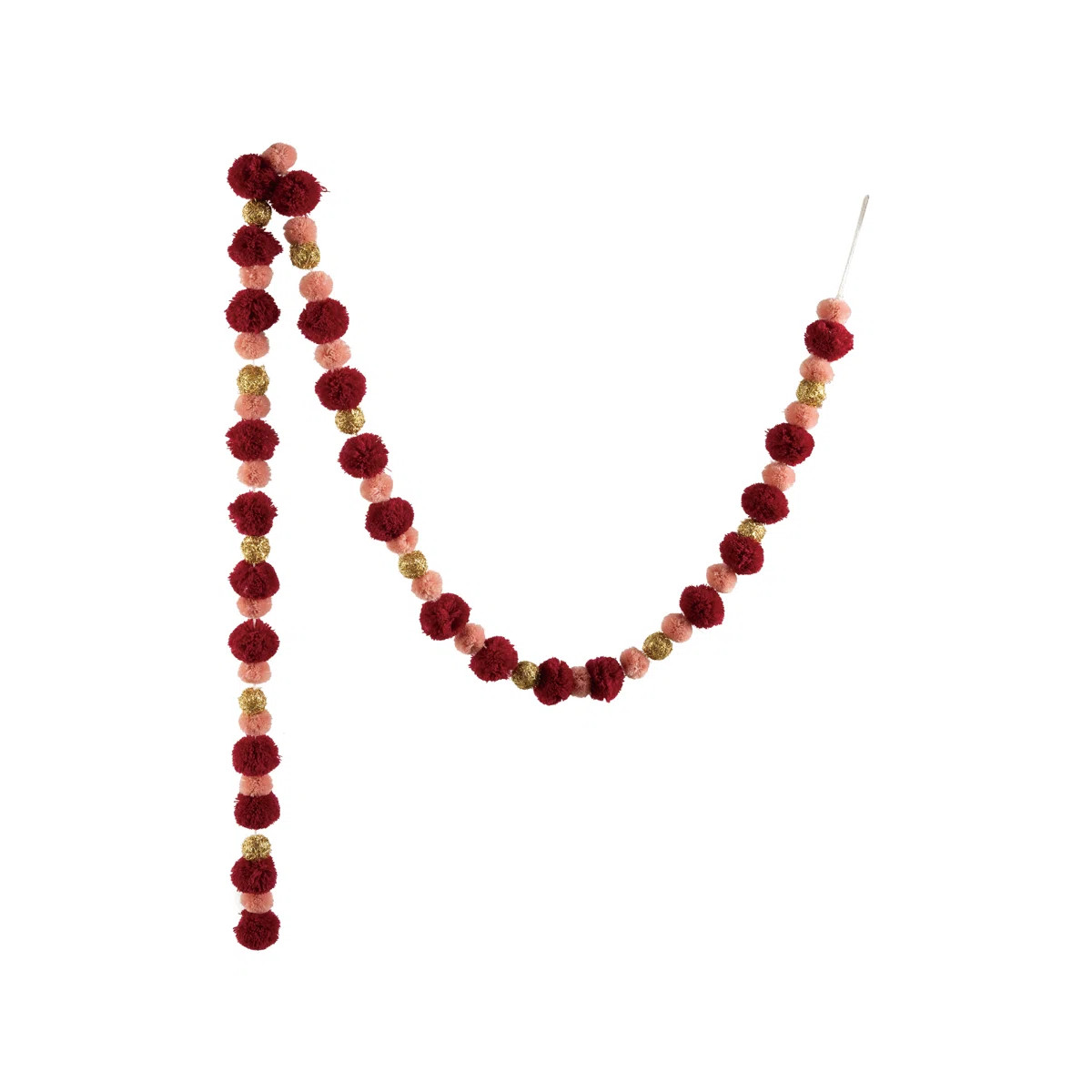 Burgundy Pink Pom Pom Garland in -Tipped Polyester | Wayfair North America