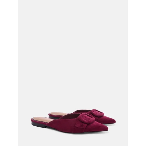 Free Assembly Women's Faux Suede Buckle Mules | Walmart (US)