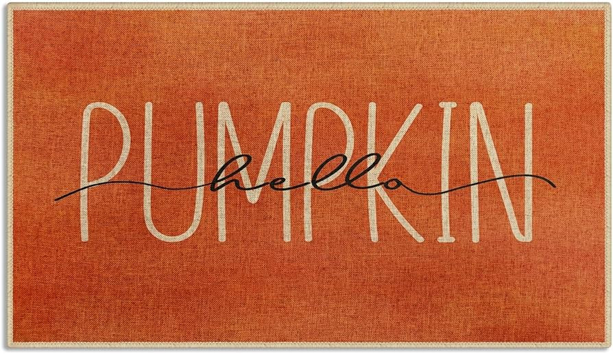 Arttown Hello Pumpkin Door Mat, Fall Indoor Front Door Mat Orange Thanksgiving Doormat Outdoor En... | Amazon (US)