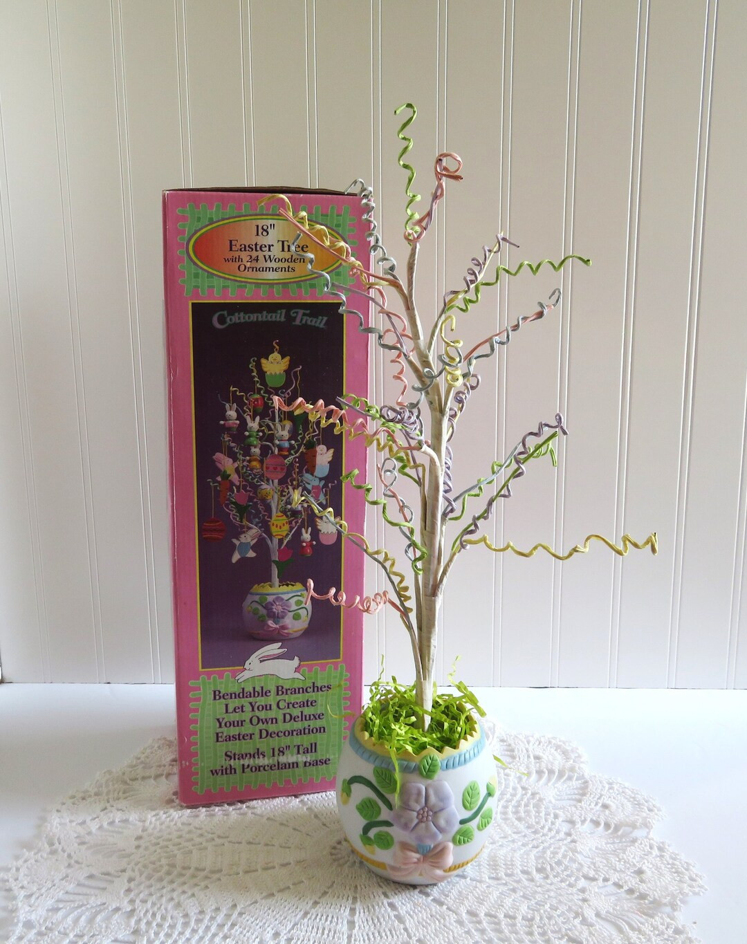 Cottontail Trail 18" Easter Tree - Porcelain Base - Bendable Branches - Pastel Easter Village Tre... | Etsy (US)