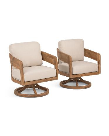 set of 2 26x27 outdoor teak swivel accent chairs | TJ Maxx