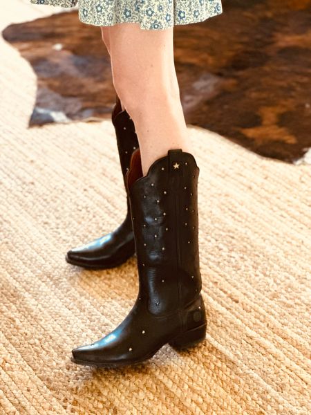 These are my go-to boots at the ranch when I “dress-up.” They are a little bit more stiff, so I wouldn’t wear to work outside, but save for special occasions. They are so gorgeous and amazing quality - founded here in Texas by a military vet that lives near our ranch, but the boots are made in Spain. Part of the proceeds from each purchase are donated to military charities💙

I’m wearing a size 10 and they are true to size.

#LTKshoecrush #LTKtravel #LTKSeasonal