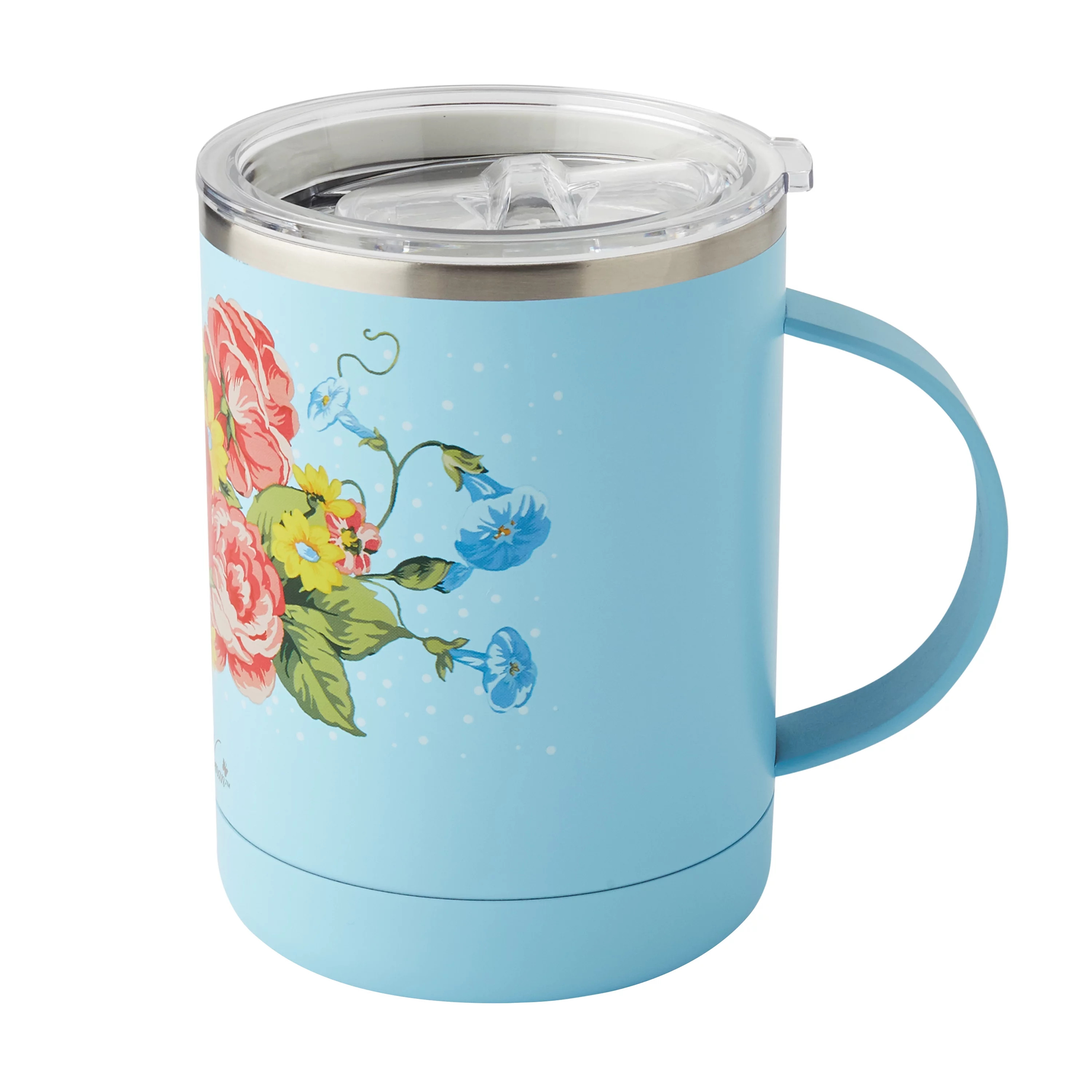 The Pioneer Woman Sweet Rose 14 fluid ounce Stainless Steel Ultimate Mug, Blue - Walmart.com | Walmart (US)