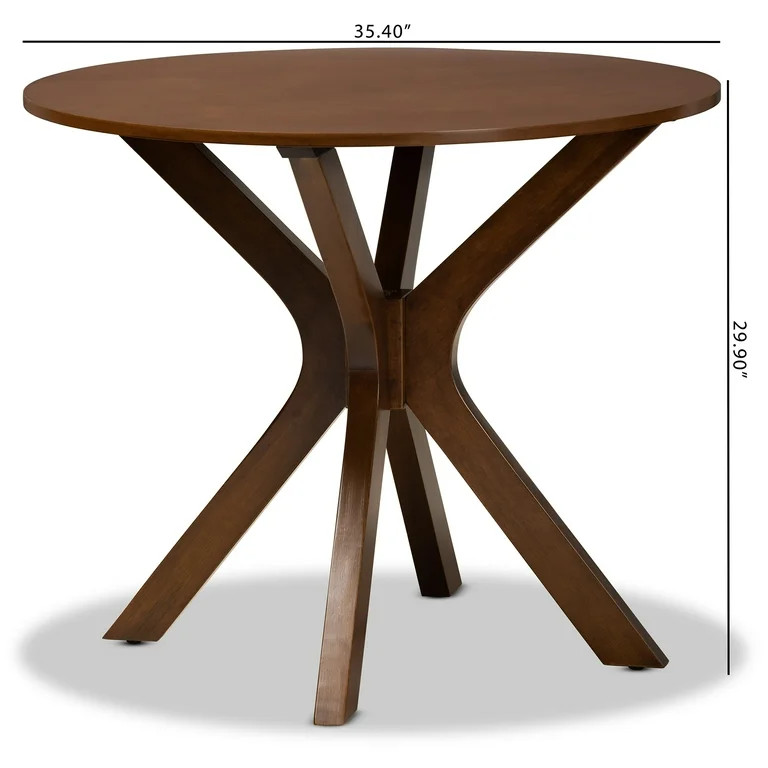 Baxton Studio Kenji Modern and Contemporary Walnut Brown Finished 35-Inch-Wide Round Wood Dining ... | Walmart (US)