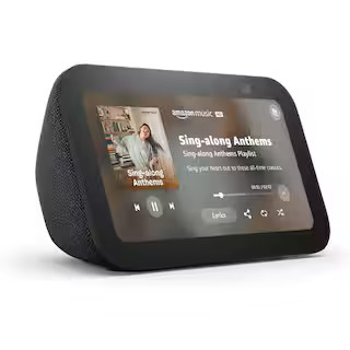 Echo Show 5 (3rd Gen), Smart Display with Deeper Bass and Clearer Sound, Charcoal | The Home Depot